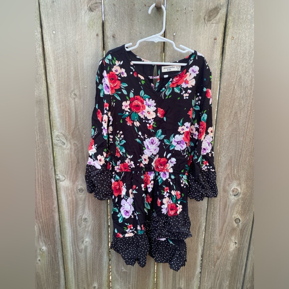 Girls Abercrombie and Fitch Floral Faux Wrap Dress Mixed Print 13/14